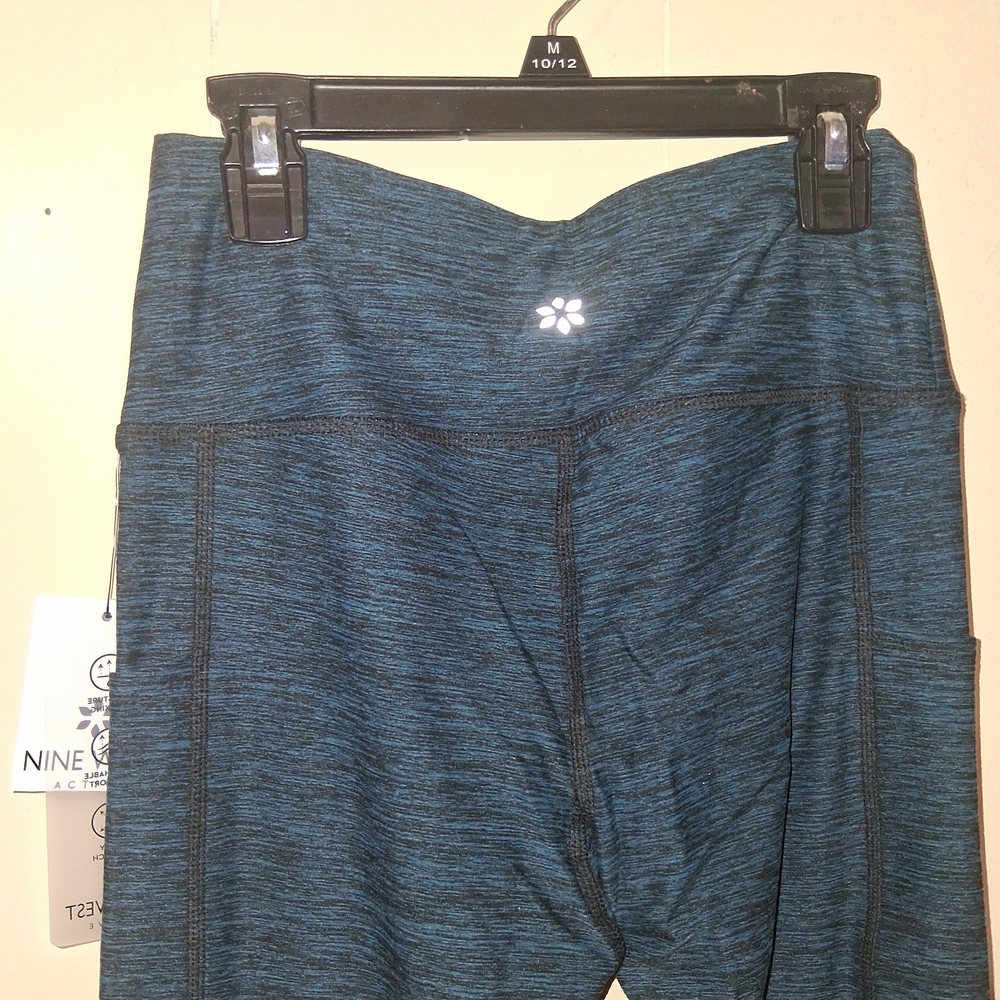 Nine West Teal Marled High-Waist Workout Capri Leggings - Picture 7 of 7